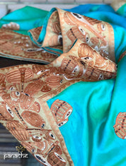 Designer Soft Silk - Sea Green with Instrument design