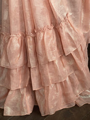 Designer Chiffon Silk - Peach Frill Saree