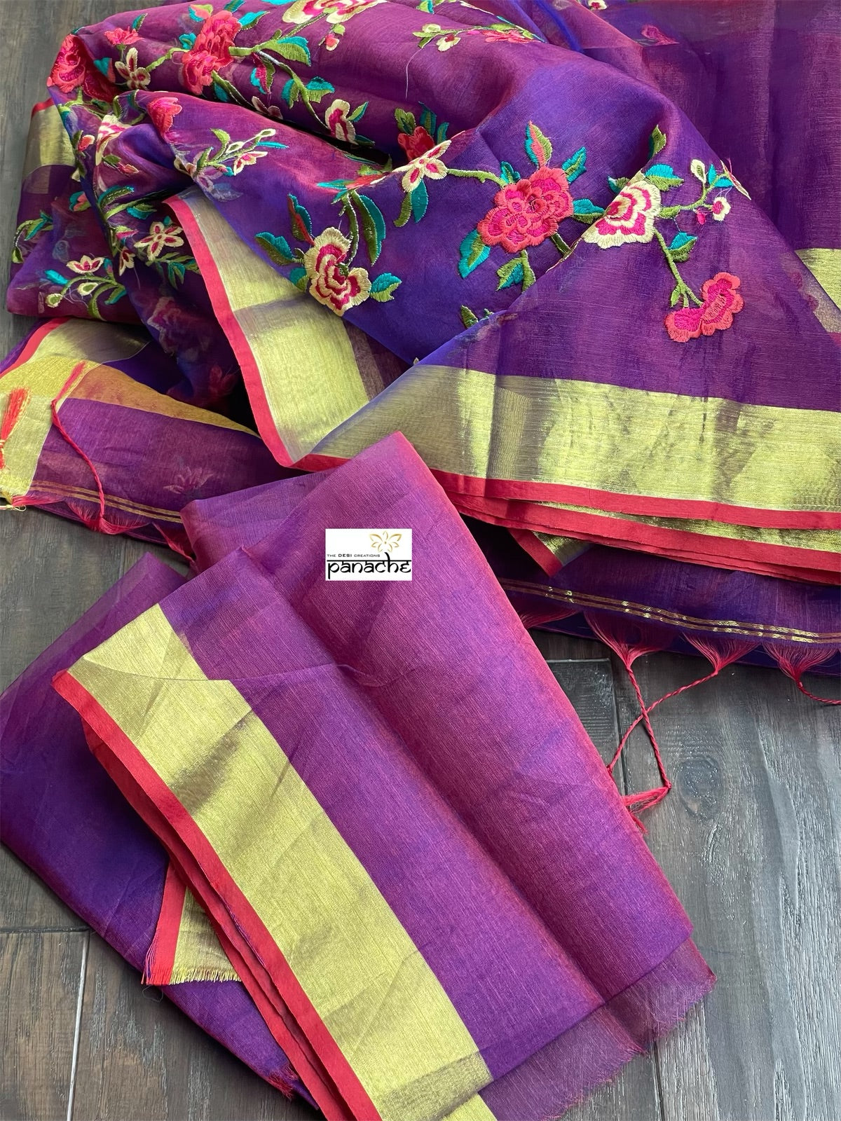 Designer Muslin - Purple Embroidered