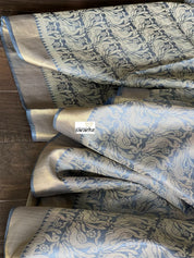 Tussar Silk - Steel Grey Resham Woven
