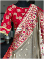 Designer Blouse - Red Golden Zari