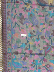 Kashmiri Kani Work Stole - Silver Grey Resham Woven Paisley