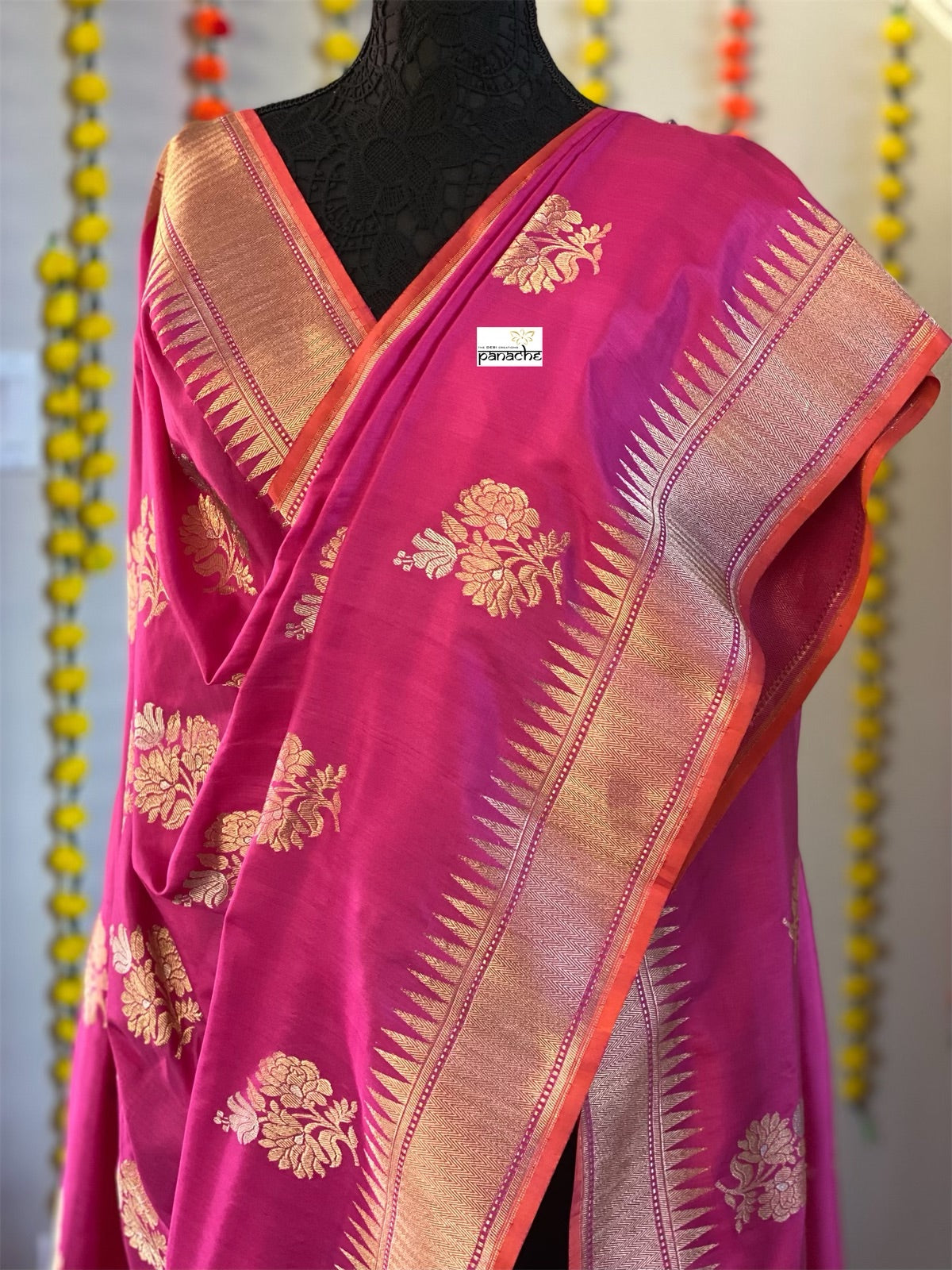 Pure Silk Katan Banarasi - Magenta Pink Kadhwa