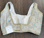 Designer Blouse - Off white Silver Antique Zari