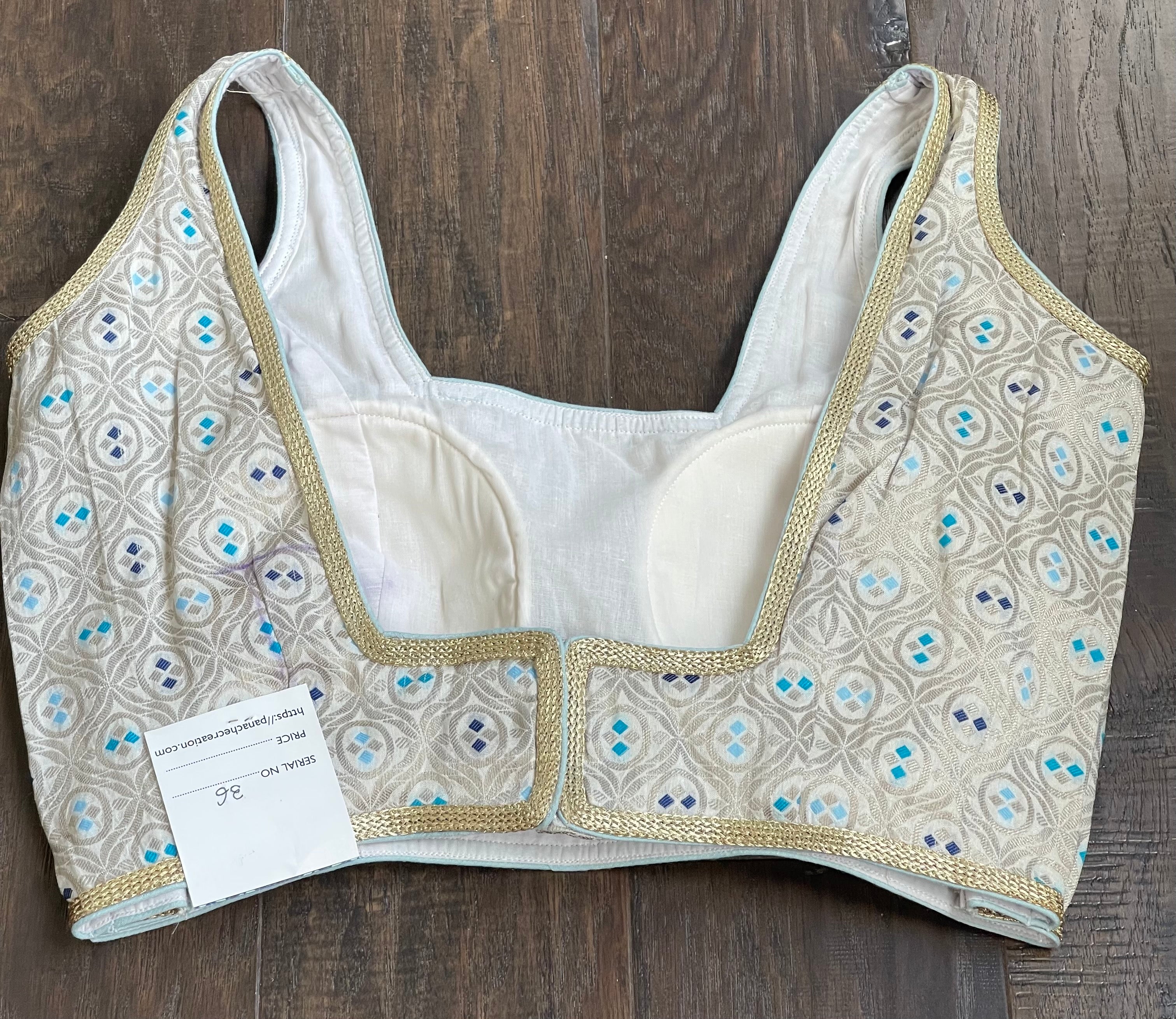 Designer Blouse - Off white Silver Antique Zari