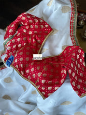 Designer Soft Silk Banarasi- Off White Gold Zari