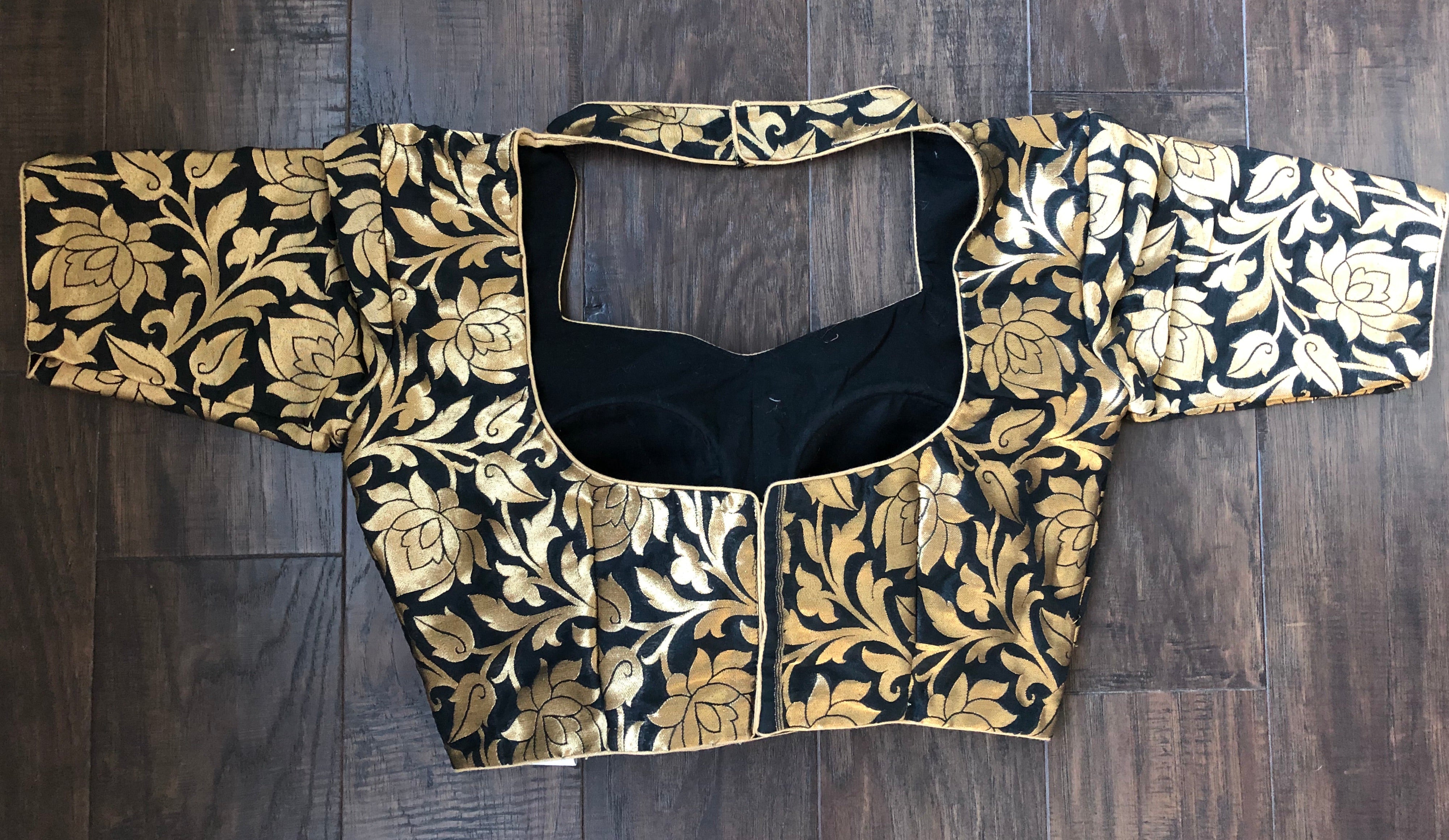 Designer Blouse - Black Zari Jangla woven 2