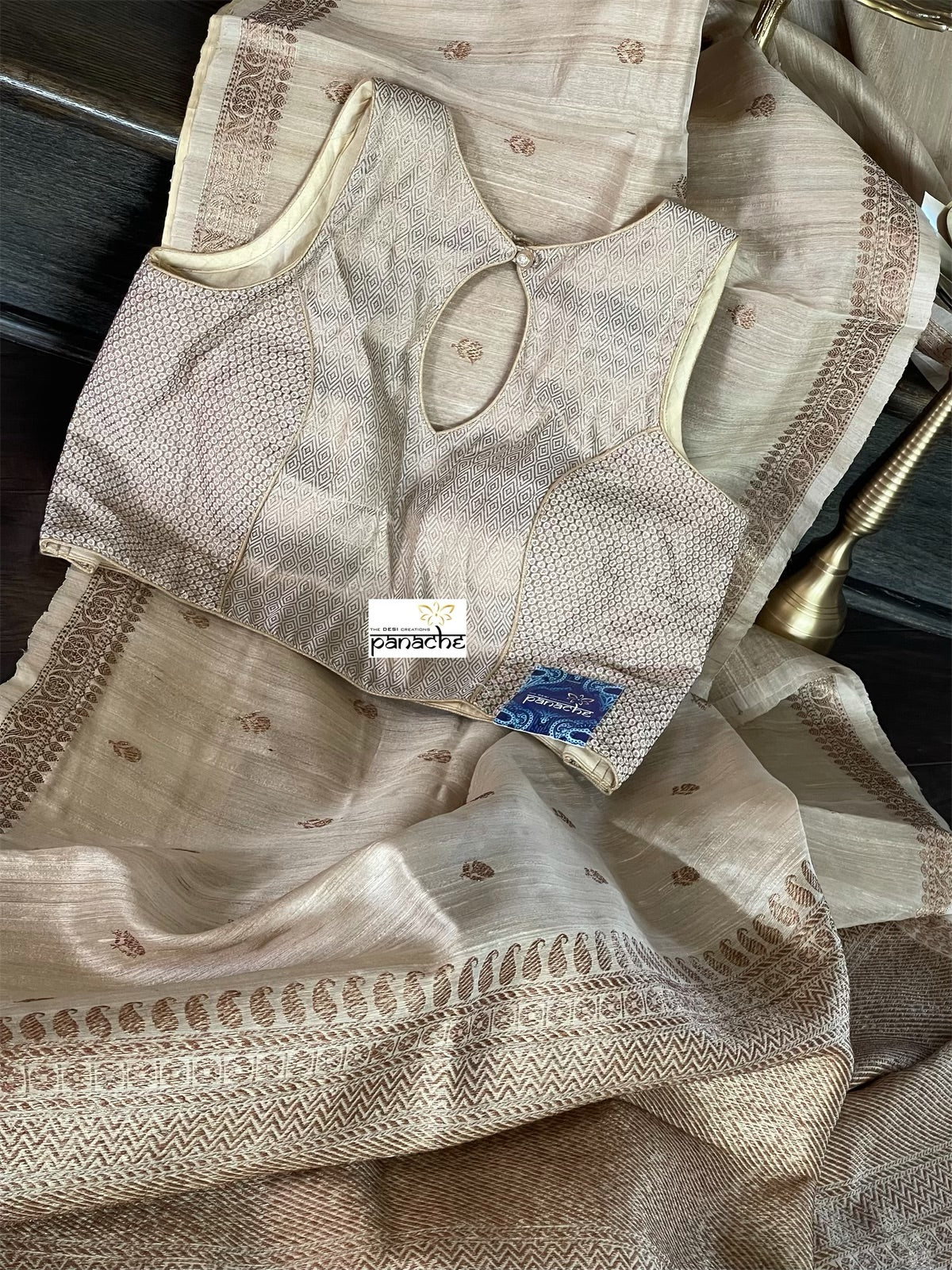 Designer Blouse - Beige Golden
