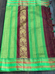 Gadwal Silk  - Maroon Green