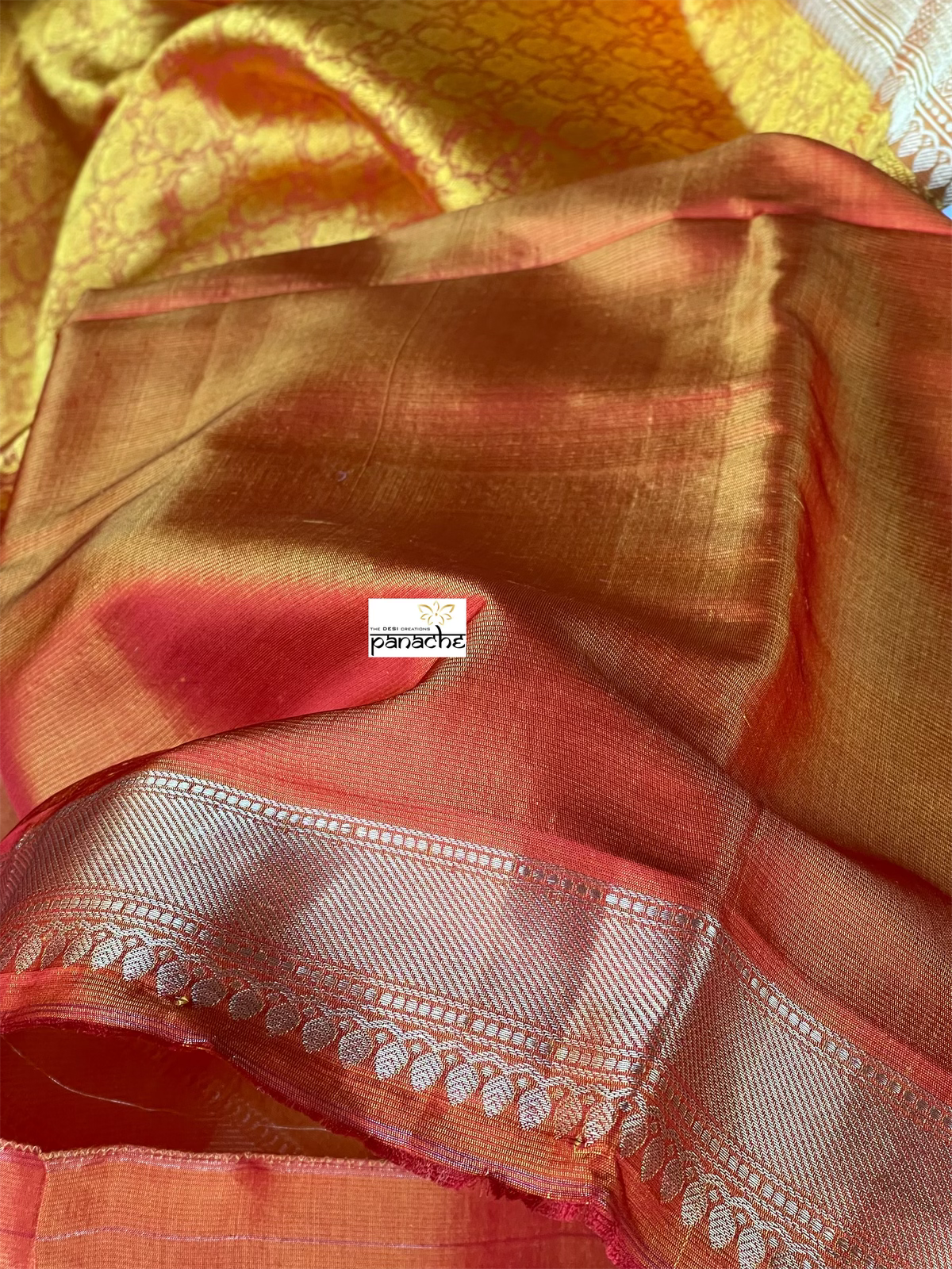 Katan Silk Tanchui Banarasi - Mustard Yellow Antique Zari