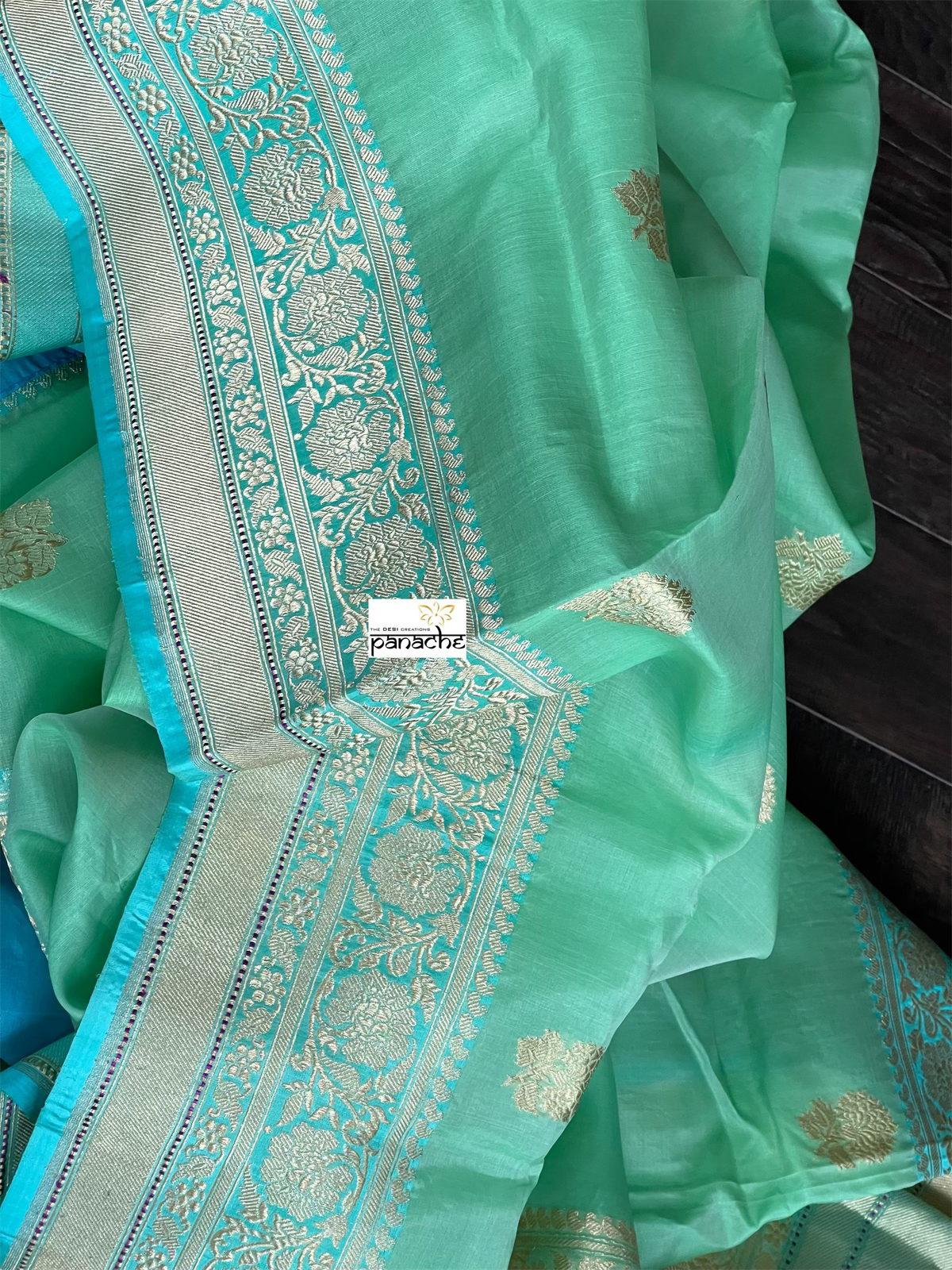 Organza Silk Banarasi - Sea-foam Green Firozi khadwa