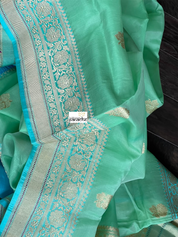 Organza Silk Banarasi - Sea-foam Green Firozi khadwa