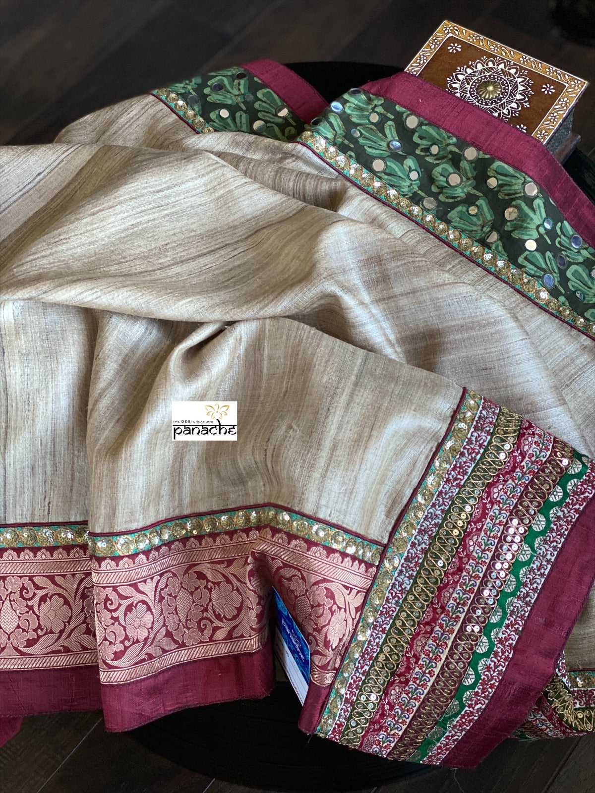 Designer Tussar Silk - Gicha Banarasi Border