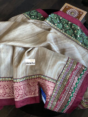 Designer Tussar Silk - Gicha Banarasi Border