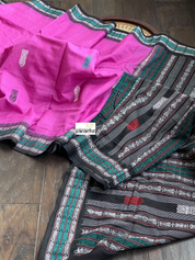Pure Habaspuri Cotton Handloom - Magenta Black Teal Green