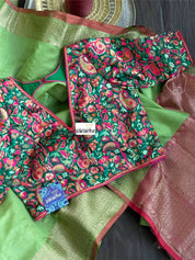 Tussar Silk Banarasi - Green Jewel Tone