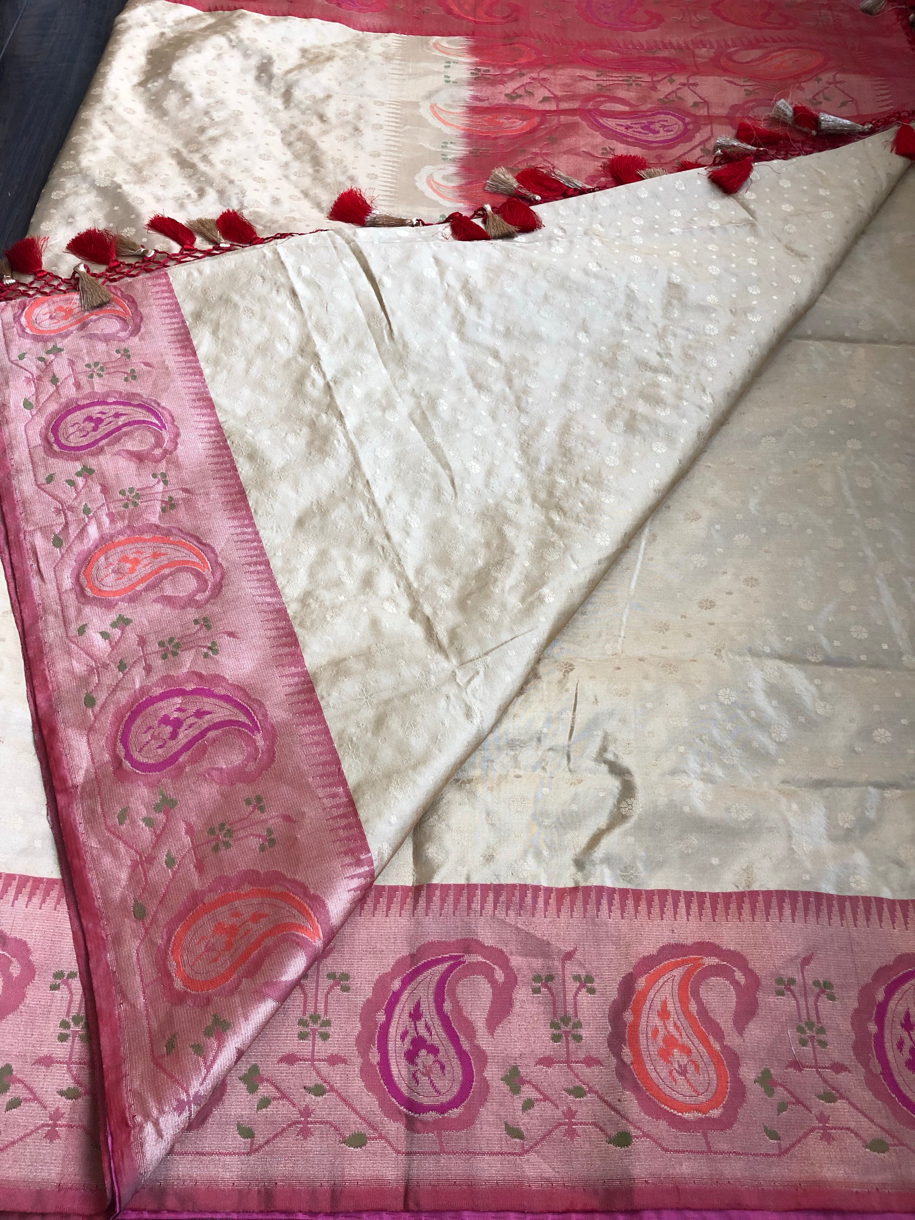 Katan Silk Banarasi - Golden Sandalwood Maroon Paithani
