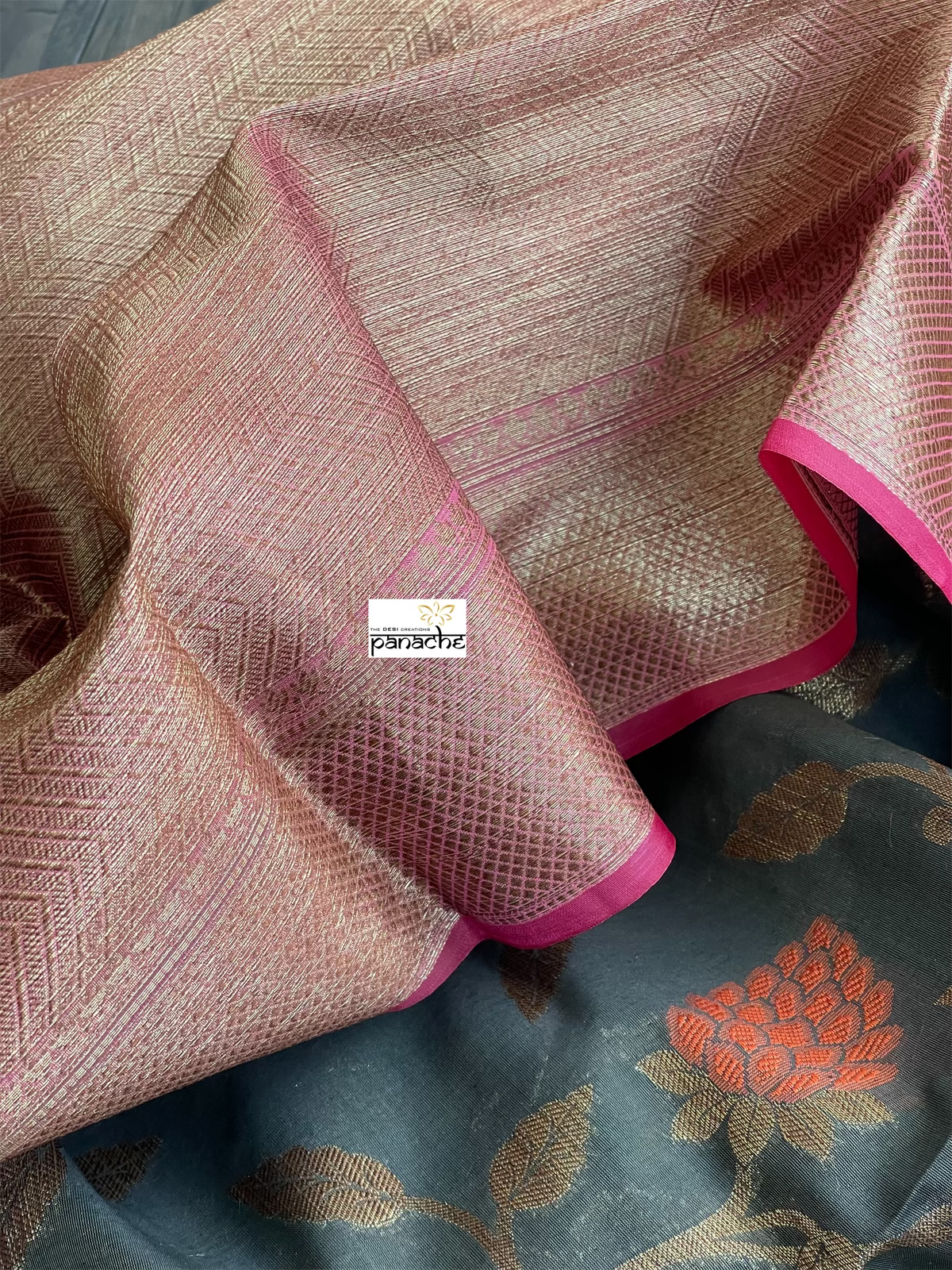 Cotton Silk Banaras Chanderi - Black Meenakari