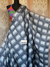 Pure Tussar Silk - Black Grey Printed
