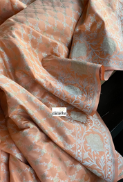 Pure Silk Katan Banarasi- Gajri Orange