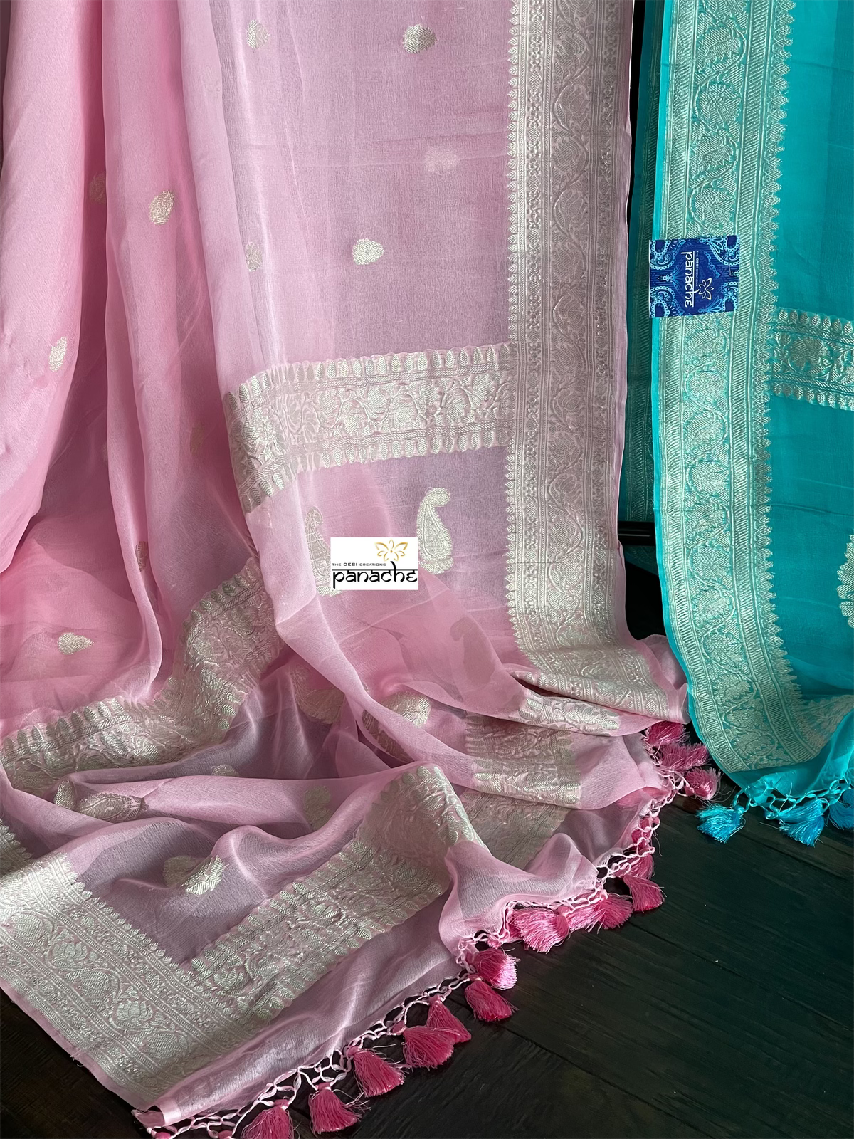 Khaddi Chiffon Banarasi - Light Pink Silver Zari