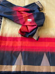 Pure Silk Kanjivaram - Ochre Golden Yellow Red Black