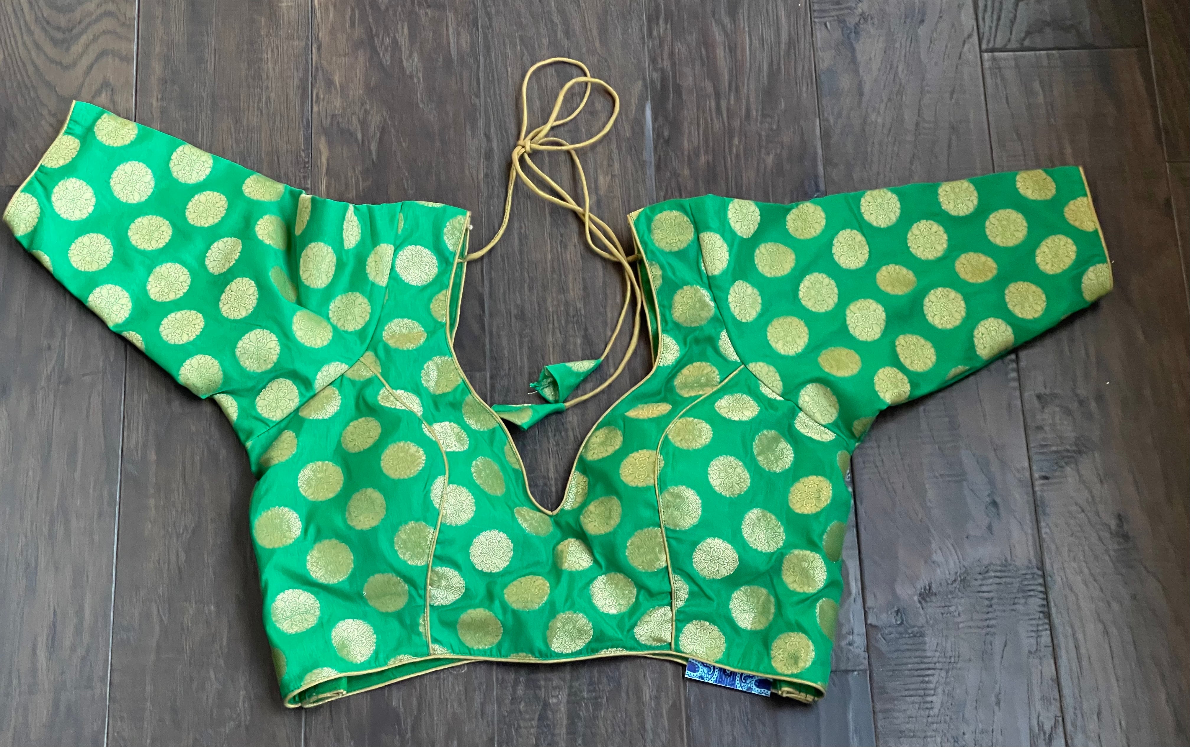 Designer Blouse - Green Zari woven