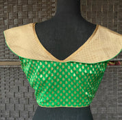 Designer Blouse - Green Brocade Collar