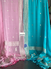 Khaddi Chiffon Banarasi - Light Pink Silver Zari