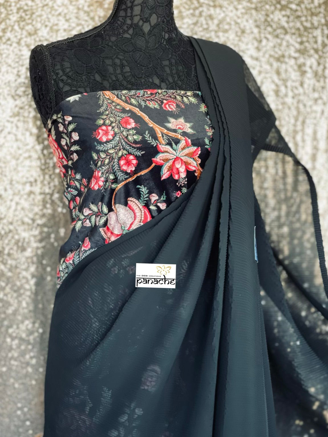 Designer Georgette Saree - Black