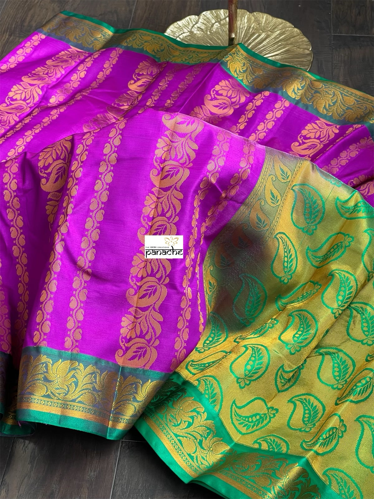 Soft Silk Kanjivaram - Magenta Purple Green