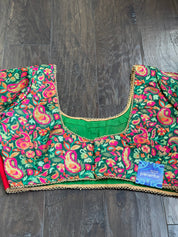 Designer Blouse - Green Red Meenakari