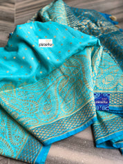 Muga Silk Banarasi - Firozi