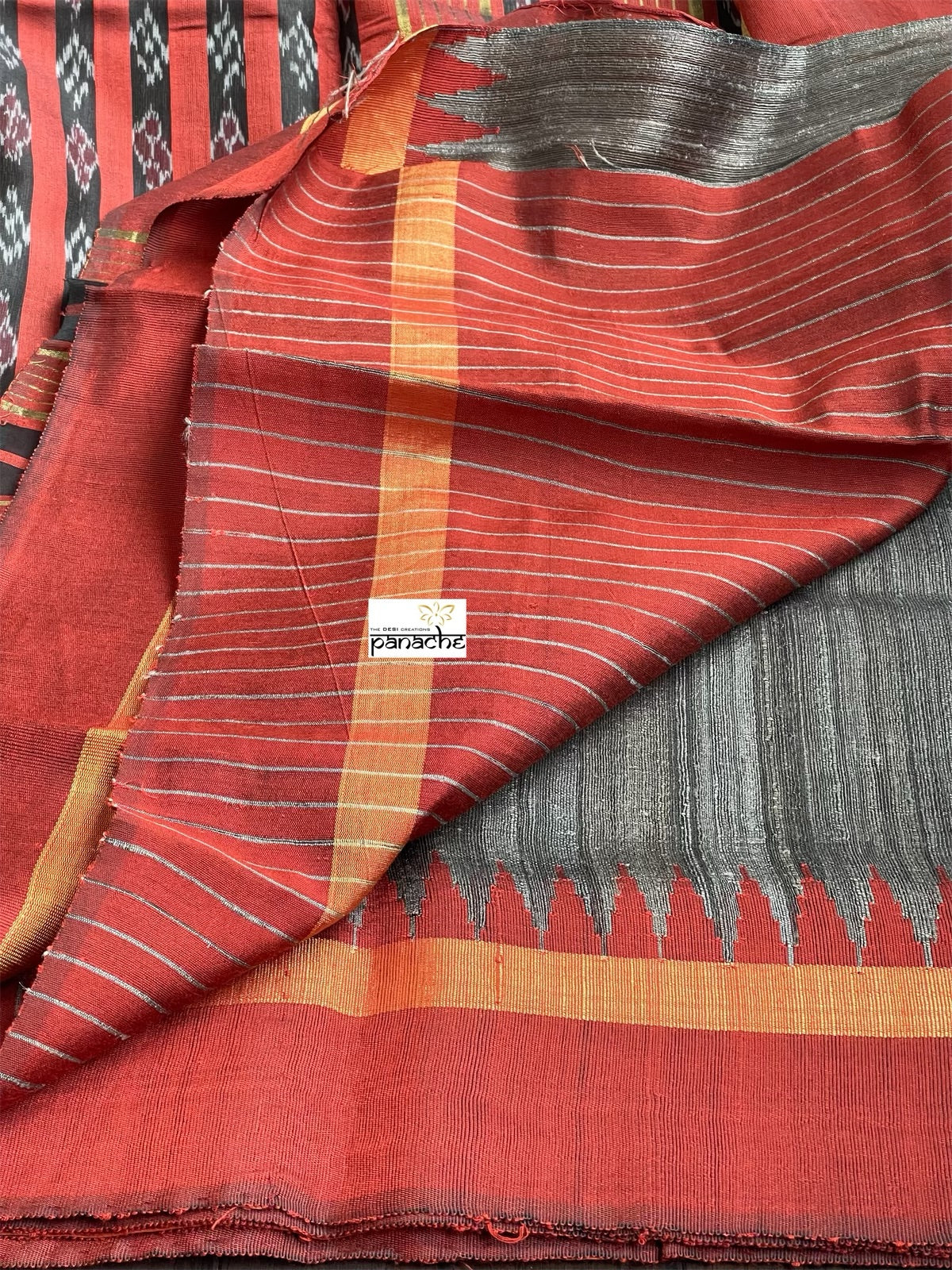 Pure Raw Silk - Grey Rust