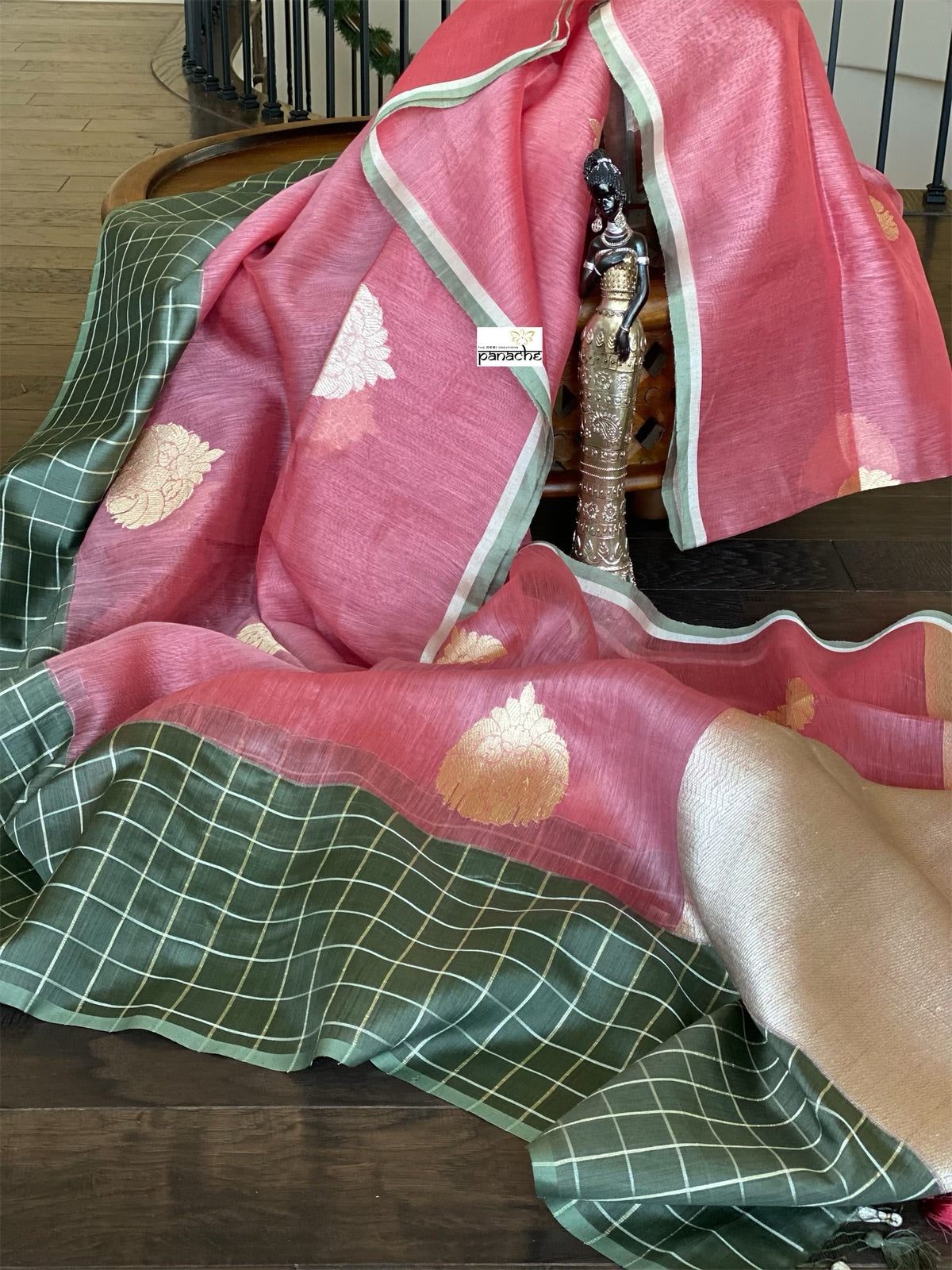 Linen Silk Banarsi - Thulian Pink