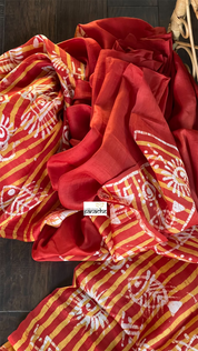 Pure Vishnupur Silk - Red Worli Printed