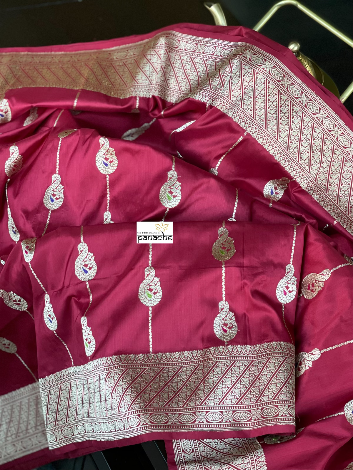 Pure Silk Banarasi - Red Antique Zari