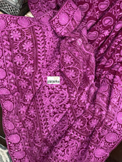 Designer Georgette Chikankari - Maroon Purple Paisley