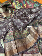 Muga Silk Kalamkari Banarasi- Maroon 1