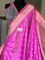 Pure Silk Iktara Banarasi - Pink Antique Golden Zari