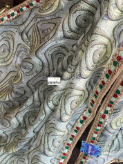 Designer Satin Maslin Silk - Grey Green Blue Black