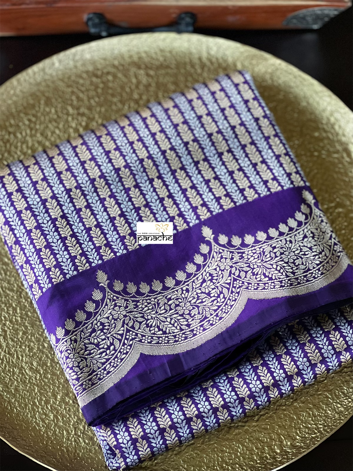 Silk Brocade Banarasi - Purple Antique Zari Kadwa
