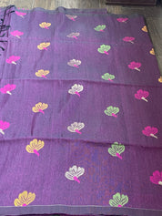 Linen Silk Woven - Dark Purple Meenakari