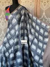 Pure Tussar Silk - Black Grey Printed
