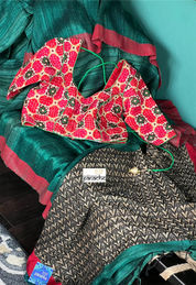 Pure Matka Silk - Green Red Black Woven