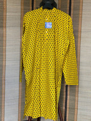 Cotton Printed Kurta Men - Yellow Paisley 4XL-48