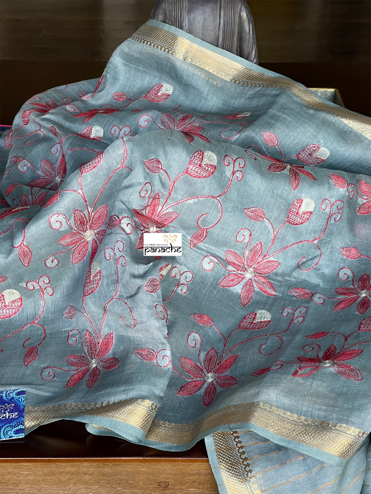 Embroidered Linen - Grey