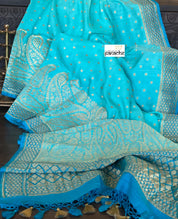 Muga Silk Banarasi - Firozi