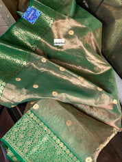 Tissue Chanderi Silk - Green Golden Zari