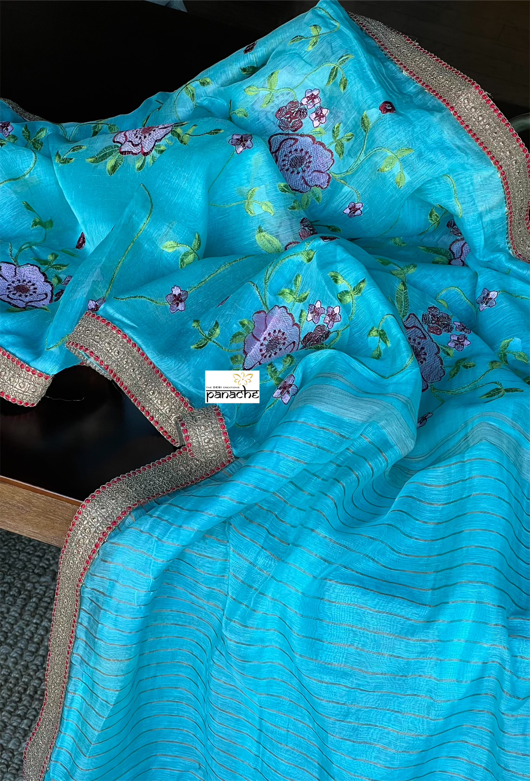 Designer Linen - Firozi Embroidered